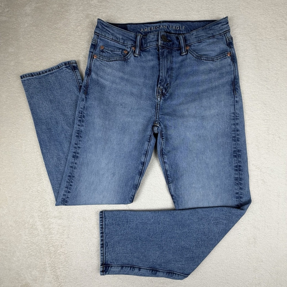 American Eagle Original Straight Easyflex Jeans Men's 28x30 Light Wash Stretch
